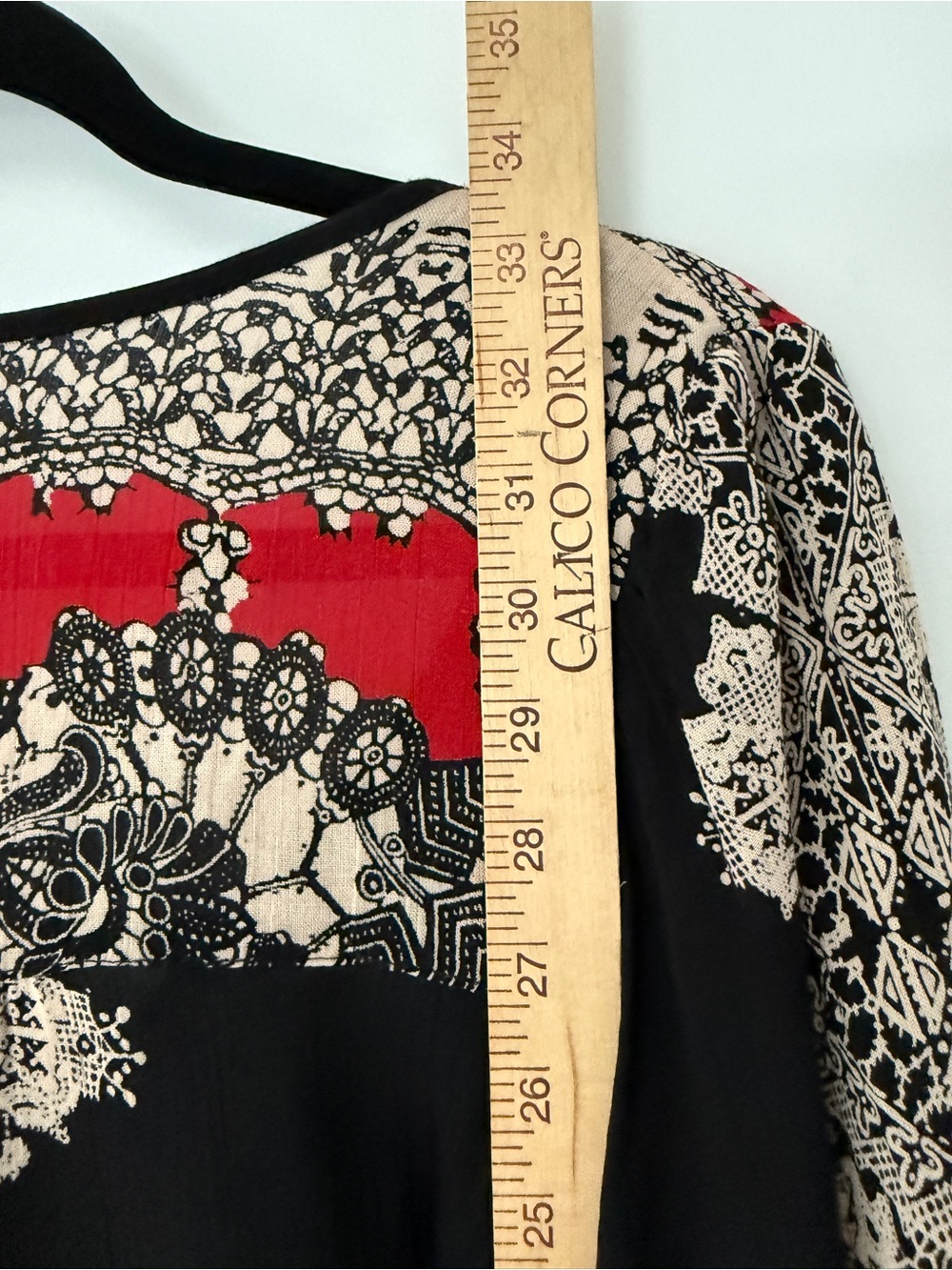 Angie Boho Dress Black Red Global Inspired Print Tassel Tie Neck New with Tags S - Picture 9 of 10